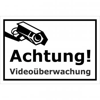 Placa de aviso Video Vigilancia Cámara – 15 x 20 cm, 30 x 20 cm y 45 x 30 cm – bohrlöcher Pegatinas de espuma rígida aluminio laminado – s00123 a