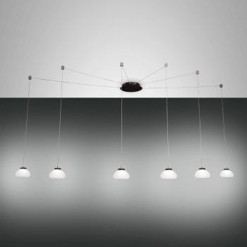 Lámpara colgante Fabas Luce Arabella, 6 luces, LED, cristal blanco