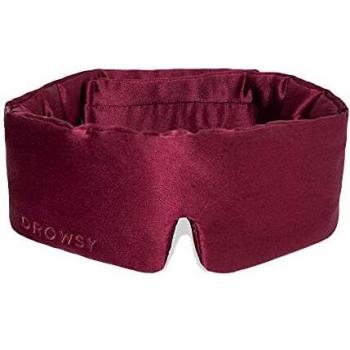 DROWSY La Vie En Rouge Silk Sleep Mask. Face-Hugging, Padded Silk Cocoon for Deep Sleep Therapy in Total Darkness.