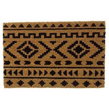 Felpudo Antideslizante Negro de Fibra de Coco étnico para la Entrada de 60x40 cm Factory - LOLAhome