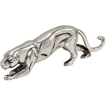 vidaXL Figura de pantera de aluminio macizo 40x5x11 cm plateada