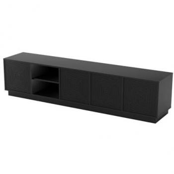 Mueble TV flotante MEZULIA con 4 puertas y 2 estantes de MDF - Negro