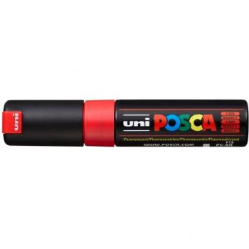 Rotulador Uni Posca PC-8K Punta Gruesa Biselada Rojo Fluor