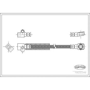 Latiguillo de freno CORTECO 19032346 - manguera de freno, alta resistencia, compatible con sistemas hidráulicos, fabricado en goma y acero trenzado, cumple con normas de seguridad y calidad