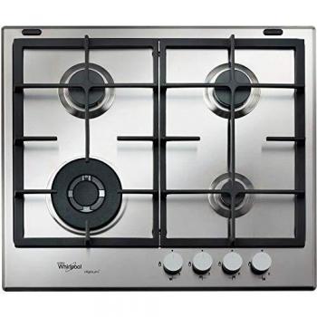 Whirlpool Piano de Cocción a Gas iXelium GMR 6422/IXL 60cm con 4 Quemadores y Parrillas de Hierro Fundido