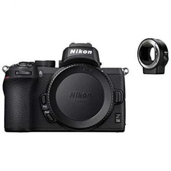 Nikon Z50 - Cámara DX Mirrorless, 11 FPS, Vídeo 4K, Pantalla Táctil abatible, Kit Cuerpo con adaptador FTZ