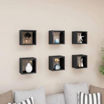 Estantes de pared 6 piezas gris pulido 22x15x22 cm