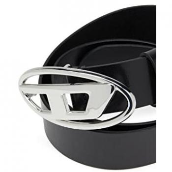 Diesel Unisex Black OVAL D LOGO B-1DR W Belt - Size 75 CM