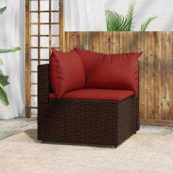 Garden Corner Sofa with Brown Poly Rattan Cushions
