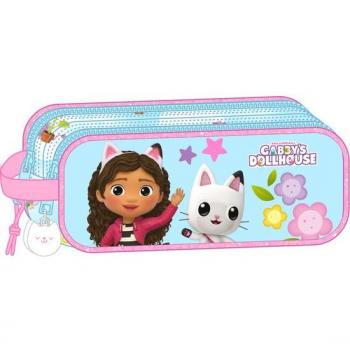 Estuche Portatodo Doble Gabby's Dollhouse Safta 21x8x6cm Azul Claro