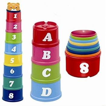 Conjunto de 9 Tacitas Apilables Educativas con Letras y Números