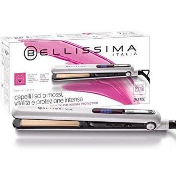 Imetec Bellissima B9 400, Plancha de pelo para peinado liso u ondulado, revestimiento de cerámica y queratina, placas redondeadas, digital, visor LCD