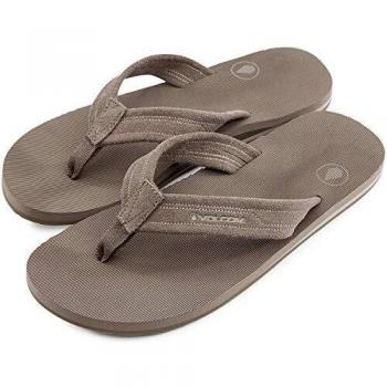 Volcom DRIFTIN Suede Strap Leather Sandal Flip Flop, Sandalia para Hombre, Bronceado, 43 EU