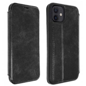 Funda Cartera Rígida de Piel Negra para iPhone 12 Mini - Akashi