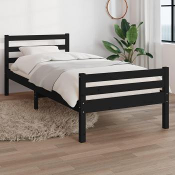 Estructura de cama de madera maciza negra 100x200 cm