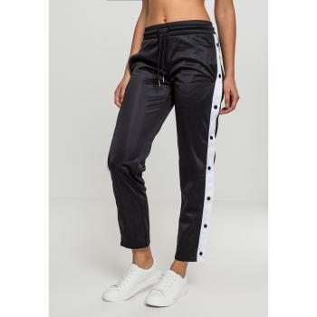 Urban Classics Women's Button Up Track Pants - Black/White/Black