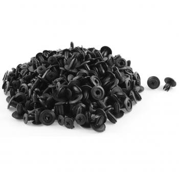 200 piezas Plástico Negro Clavijas Remache 6mm x 11mm x 15mm