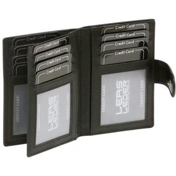 LEAS Tarjetero para tarjetas de crédito con RFID protezione, Piel auténtica, negro Card-Collection''