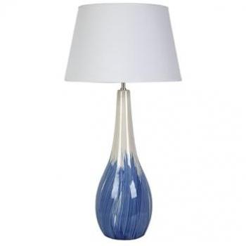 Lámpara de mesa Romimex Azul Blanco Cerámica 18 x 60 x 18 cm