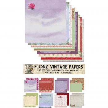 Paper Pack (24sh 6x6) Christmas Cards Templates FLONZ Vintage Paper for Scrapbooking and Craft