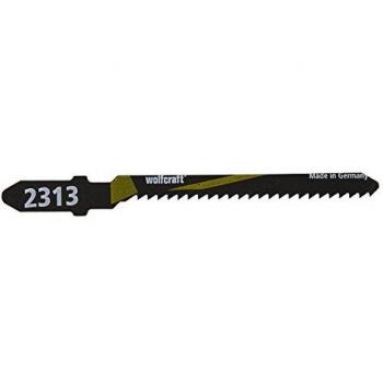Wolfcraft 2313000 hojas de sierra de calar vástago en T/HCS blanda, planchas de virutas, tableros de madera estratificada, plástico/corte curvado fino PACK 2, Set de 2 Piezas