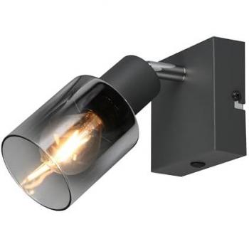 Downlight de Techo Cadiz, 1 Luz E14, Antracita, Ajustable, Metal y Cristal Ahumado