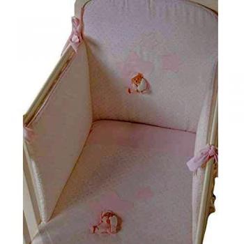 Conjunto de Edredón Rosa Puccio Star para Cuna con Parachoques - 4 Piezas