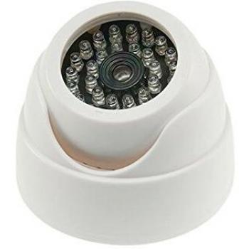 Générique Cámara simulada no operativa NIVIAN - Tipo Domo IR - Carcasa en plástico - 30 Leds Rojos funcionales - Diseño Apto para Exterior - Alimentación 2 Pilas AA
