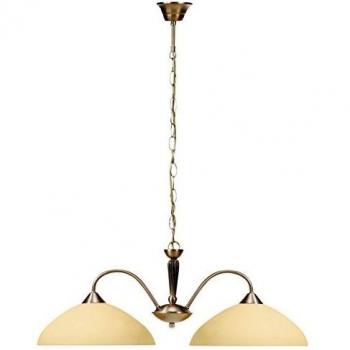 Lámpara colgante clásica de 2 brazos Regina, E27, metal bronce y crema, 69 cm