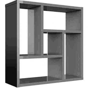 Estantería de pared madera contrachapada 45,1x16x45,1 cm en Blanco, Negro y Roble Sonoma - Mueble de Almacenaje para Oficina, Estudio y Dormitorio