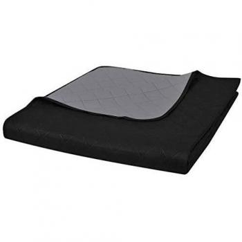 vidaXL Colcha acolchada a doble cara color negro/gris dimensiones 220 x 240 cm