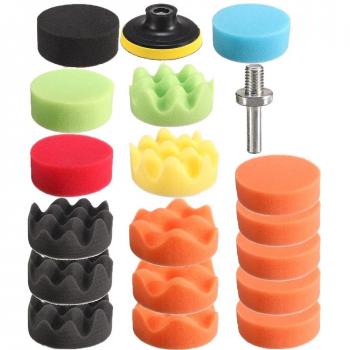 19x Almohadilla Pulido Esponja Espuma Taladro Adaptador Para Pulir Coche Limpia 3
