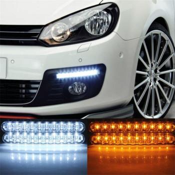 2pcs 12 V 30 LED coche lámpara de luz diurna DRL luz con faros de intermitente profesional Automotive luces