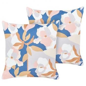 Conjunto de 2 Cojines de Jardín Impermeables 45 x 45 cm Estampado Floral Multicolor Verezzi
