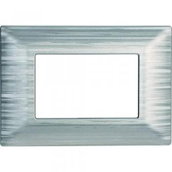 Placa Satinada Compatible BTicino Matix 3 Módulos Color Plata