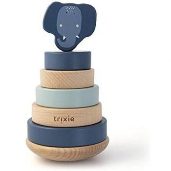 Torre Apilable Montessori de Madera Elefante Trixie - Juguete educativo para apilar, fabricado en madera sostenible, diseño colorido y atractivo, fomenta la coordinación mano-ojo y el desarrollo motor en niños