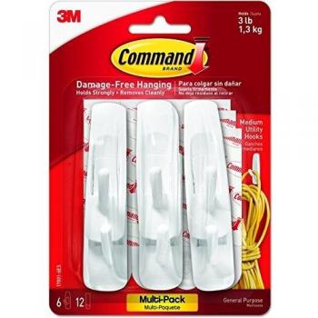 Command Strips 17001-VP-6PK Medium Command Hooks Value Pack 6 Count