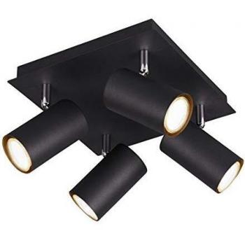Plafón Cuadrado 4 Focos GU10 Marley Metal Negro