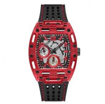 Reloj Multifuncional de Hombre Guess Phoenix GW0499G4 con Correa de Silicona Negra y Detalles Rojos