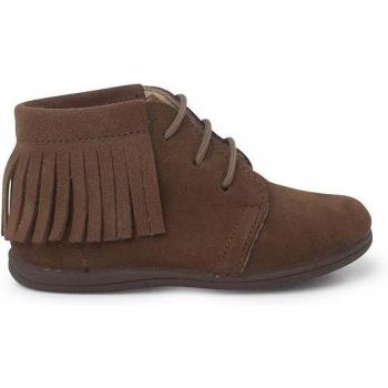 Botas de bebé con flecos y cordones de piel para primeros pasos