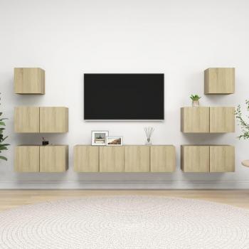 Juego de muebles para puerta de TV 8 piezas Sonoma Wood Oak Multilayer