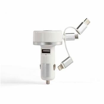 Adaptador para encendedor de auto Livoo TEA211 con 3 conectores y cable retráctil de 75 cm, protección contra cortocircuitos