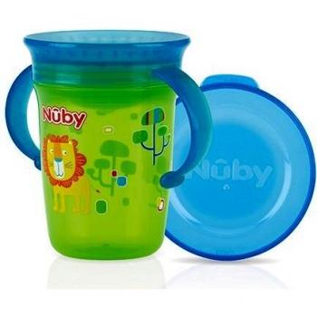 Nuby ID10410 - Taza con asas y tapa, 240 ml, color verde