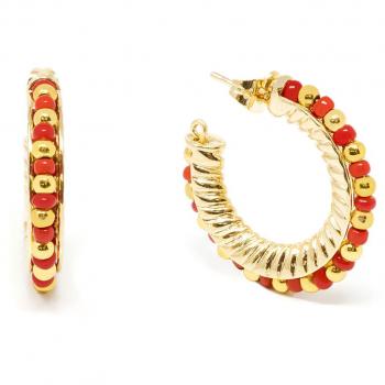 Pendientes de Mujer Shabama Etiopia de Latón Bañado en Oro Rojo de 3 cm