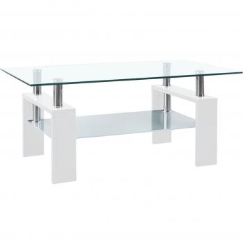 vidaXL Coffee Table White and Transparent 95x55x40 cm Tempered Glass