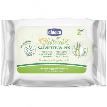 Chicco NaturalZ Toallitas Antimosquitos 20uds, Protección y refresco, aptas para bebés a partir de 2 meses