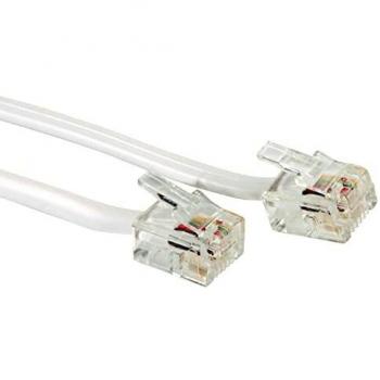 Cable telefónico RJ12 6P4C de 6 metros con conectores macho (plug/plug) color gris