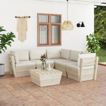 Sofás de jardín en palet con cojines de madera de abeto