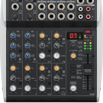 BEHRINGER XENYX 1002SFX Mesa de Mezclas con efectos integrados, 10 entradas (4 micrófonos y 6 líneas), ecualizador de 3 bandas por canal, alimentación phantom para micrófonos condens