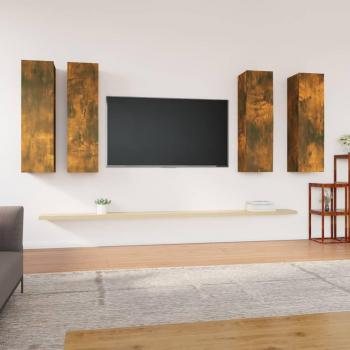 Mueble TV 4 piezas roble ahumado 30,5x30x110 cm madera multicapa Vidaxl Marrón